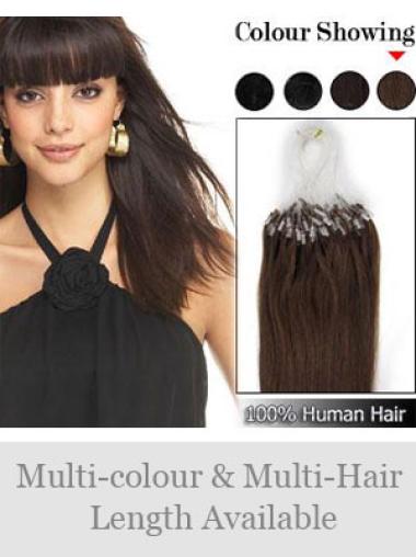 Straight Brown Affordable Micro Loop Ring Hair Extensions