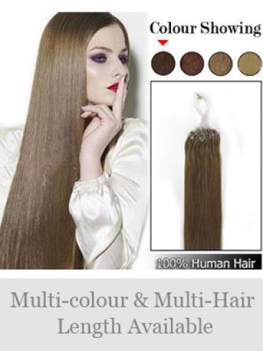 Straight Brown Beautiful Micro Loop Ring Hair Extensions