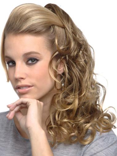 Blonde Curly Fashion Clip in Hairpieces