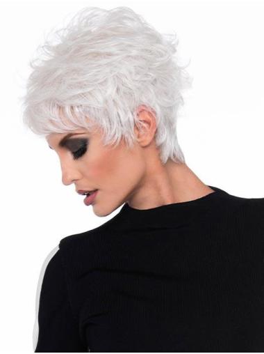 Wavy Short Capless Remy Human Hair Online Grey Wigs