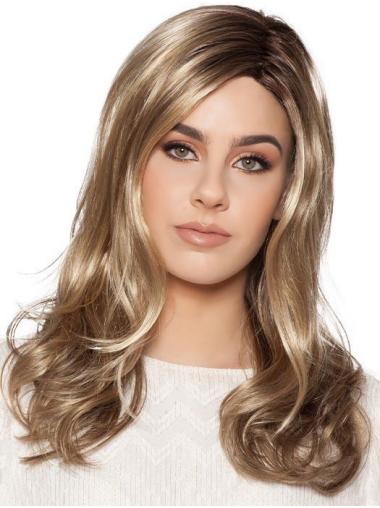 Long Exquisite Without Bangs Wavy Blonde Lace Front Wigs