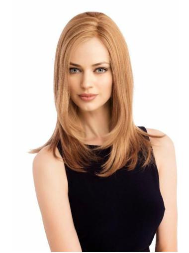 Cheapest 16" Long Straight Blonde 100% Hand-tied Wigs
