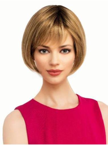 6" Cropped Synthetic Blonde Discount Bob Wigs