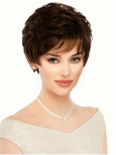 Fashion Wavy Synthetic Brown 6" Short Wigs