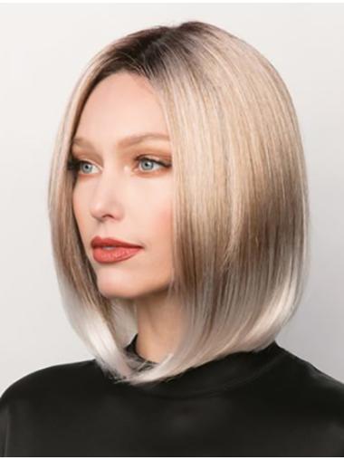 Shoulder Length Straight Ombre/2 Tone Bobs Synthetic Monofilament Wigs For Women