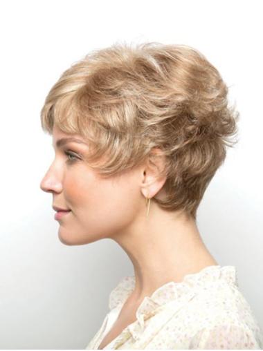 Monofilament 6" Cropped Blonde Wavy Classical Wigs