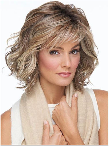 12" Blonde Shoulder Length Synthetic Bobs 100% Hand-tied Wigs