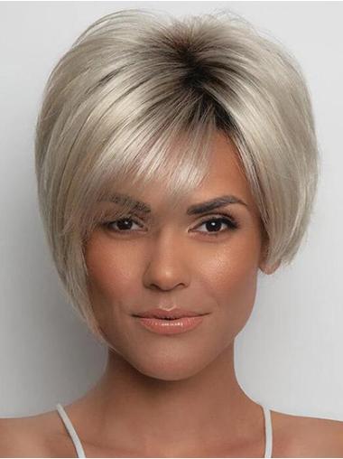 6" Blonde Short Synthetic With Bangs Hairstyles For Black Women