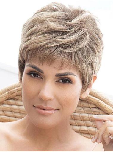 4" Grey Cropped Synthetic Layered Wigs For Black Women