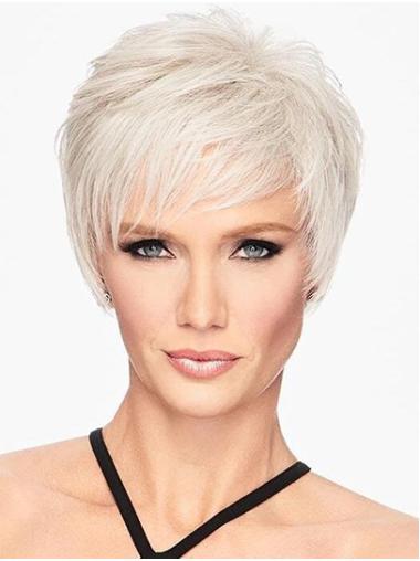 Straight Platinum Blonde Layered 6" Best Synthetic Wigs For Women