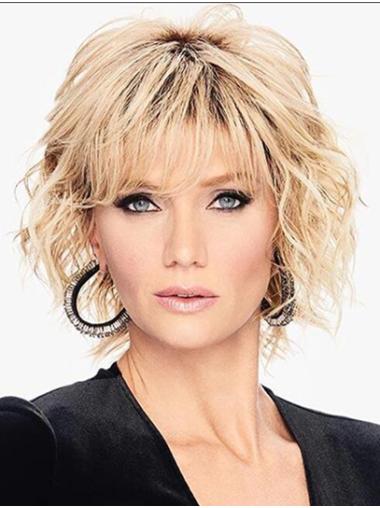 Synthetic 8" Curly Chin Length Blonde Bob Hairstyles