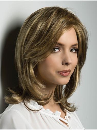 Shoulder Length Wavy Blonde Bobs Synthetic Custom Lace Wigs