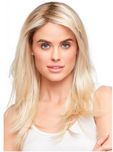 16" Long Straight Monofilament Blonde Without Bangs Amazing Synthetic Wigs