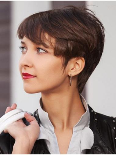 Short Straight Brown Bobs Remy Human Hair Classy Lace Wigs