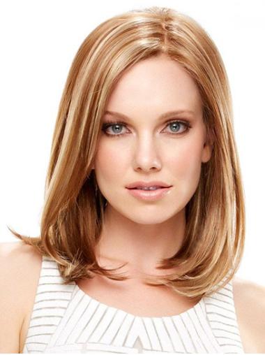 14" Shoulder Length Straight Monofilament Blonde Bobs High Quality Synthetic Wigs