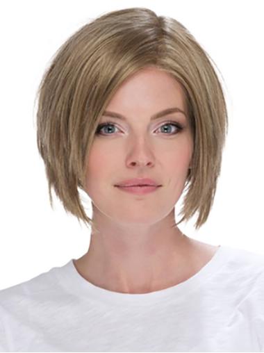 10" Chin Length Straight Ombre/2 tone Lace Front Synthetic Bob Wigs For Women