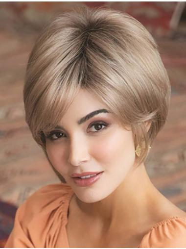 Straight Capless Platinum Blonde Synthetic Layered Sale For Short Wigs