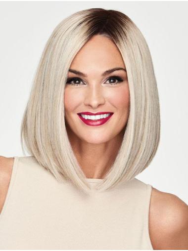 12" Straight Grey Synthetic Chin Length Ladies Grey Wigs