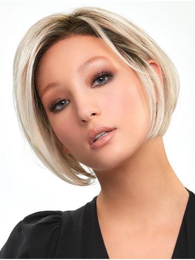 10" Straight Platinum Blonde Bobs Synthetic Beautiful Lace Front Wigs