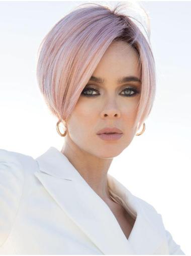 6" Straight Pink Bobs Synthetic Short Wigs