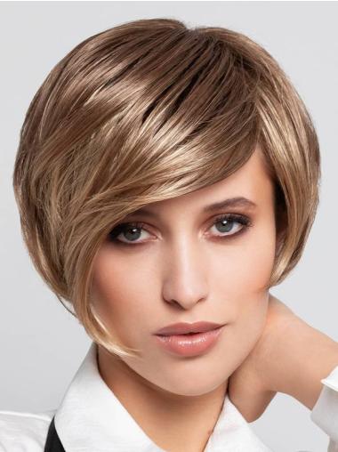 8" Straight Blonde With Bangs Synthetic Short Wigs Buy