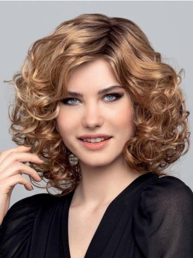 14" Chin Length Curly Blonde Bobs Synthetic Popular Medium Wigs