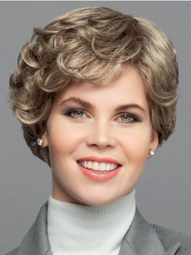 Short Curly Blonde Bobs Synthetic Hand Tied Wigs