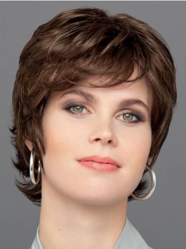 6" Wavy Brown Layered Synthetic Exquisite Short Wigs