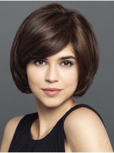 Short Straight Black Bobs Synthetic Hand Knotted Wigs