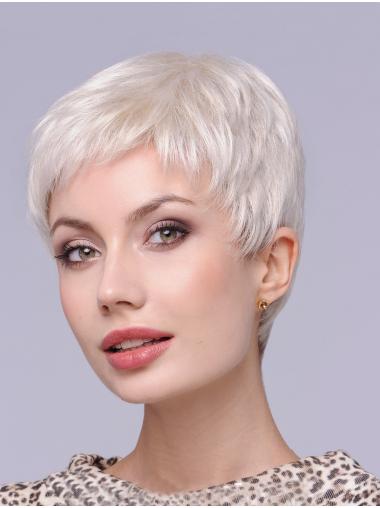 4" Straight Platinum Blonde Boycuts Synthetic Soft Lace Front Wig