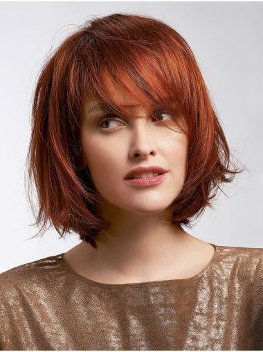 Straight 100% Hand-Tied Red Bobs Chin Length Lace Wigs Wholesale