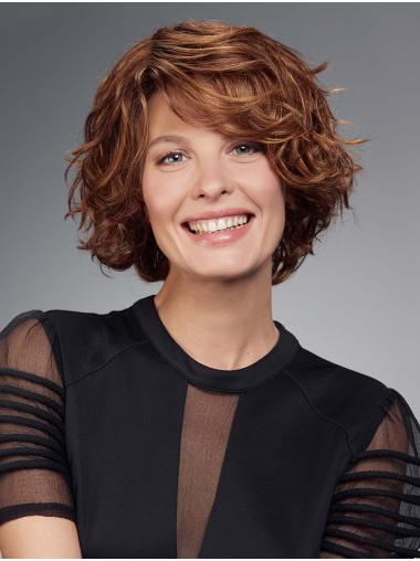 Curly Monofilament Auburn Bobs Chin Length Best Synthetic Wigs