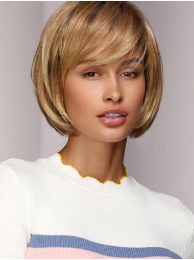 Straight Monofilament Blonde Bobs Short Ideal Lace Wig