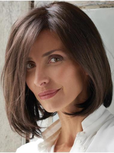 12" Straight Brown Synthetic Chin Length Designed Bob Wigs