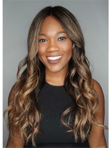 Long Pre Plucked Lace Front Wave Glueless Lace Wig With Highlights