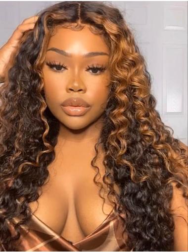 Curly Ombre Hair 18 Inches Brazilian Hair With Highlights Lace Front Wig