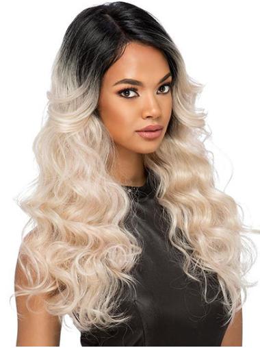 18" Wavy Black to Grey Synthetic 100% Hand-tied Wigs For African American Women