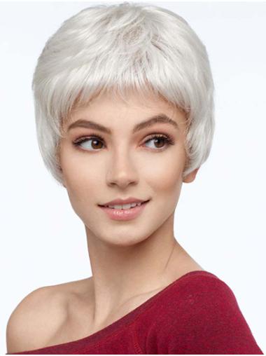6" Straight Grey Synthetic Cute Short Wigs