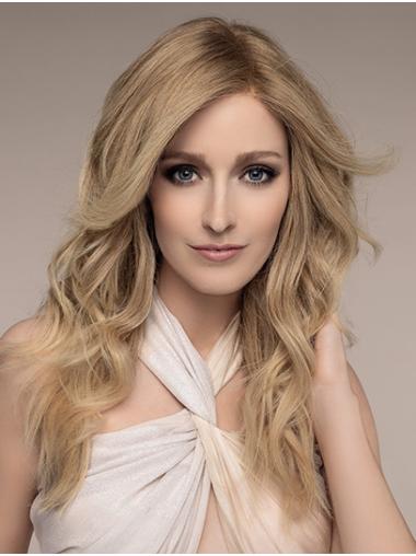 18" Wavy Blonde Remy Human Hair Styling Long Wig