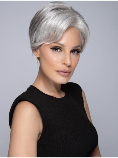 Straight Lace Front Synthetic Short Womens Grey Wigs