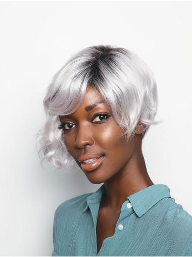8" Wavy Grey Synthetic Wig African American