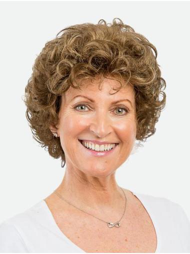 Synthetic 8" Brown Short Monofilament Curly Amazing Bob Women Wigs