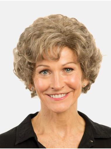 8" Monofilament Curly Brown Synthetic Bobs Ladies Fashion Short Wigs