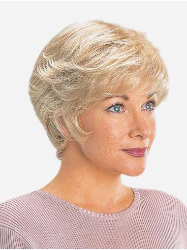 Short Boycuts Straight Blonde Synthetic 8" Best Quality Lace Wigs