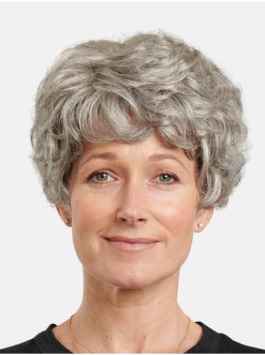 Monofilament Synthetic Layered Wavy Short 8" Best Grey Wigs
