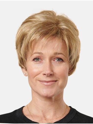 Short Boycuts Straight Blonde Synthetic 8" Fashion Lace Wigs
