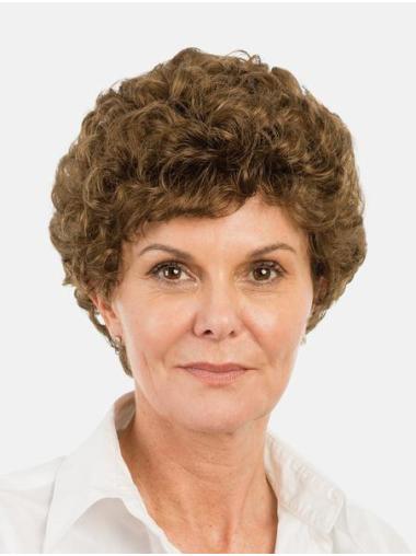 Bobs 8" Synthetic Short Curly Brown Monofilament Wigs