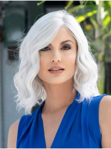 Curly Monofilament Synthetic Chin Length Grey Wigs For Mature Ladies
