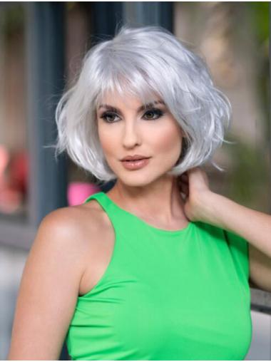 Curly Lace Front Synthetic Chin Length Female Short Grey Wigs