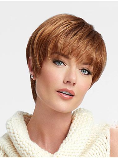Straight With Bangs Blonde Monofilament 8" Short Hair Styles